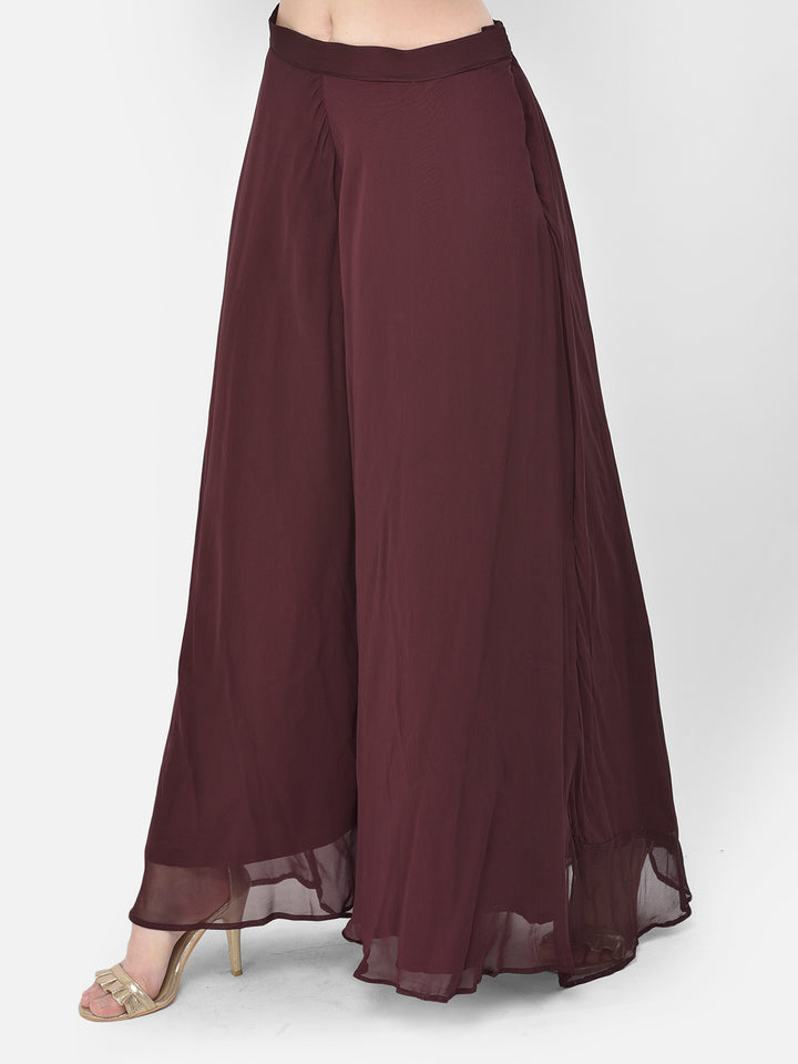 Neerus'S Wine Color Georgette Fabric Suit-Peplum