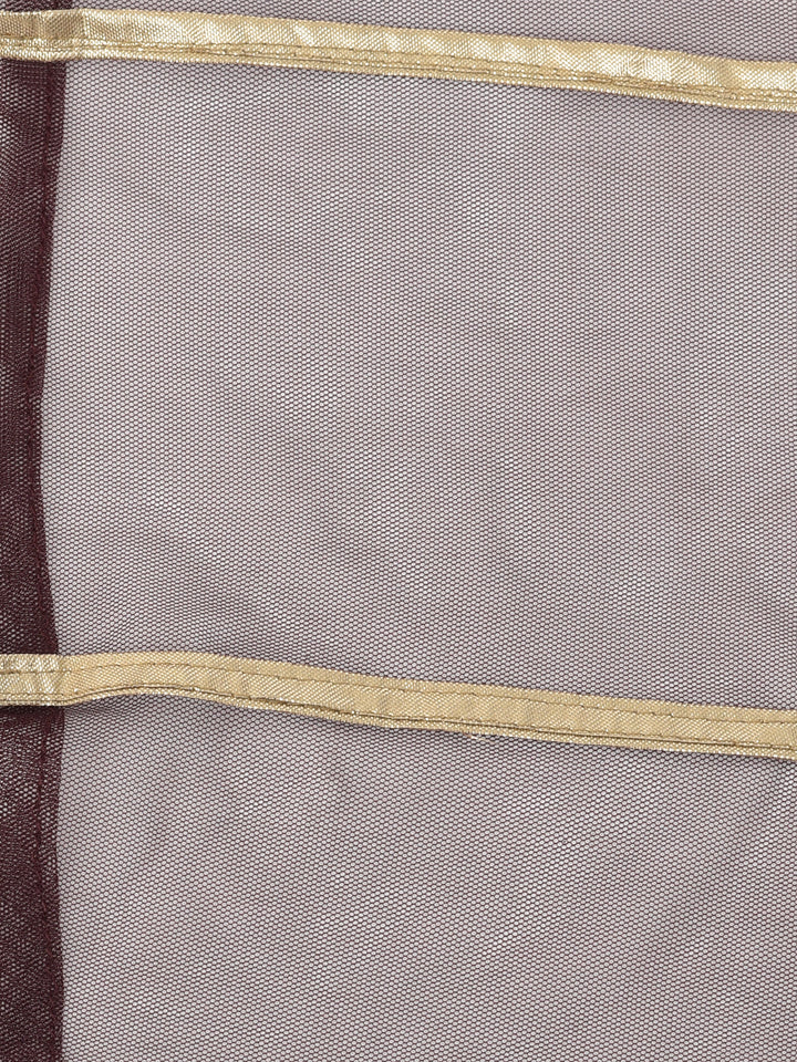 Neerus'S Wine Color Georgette Fabric Suit-Peplum