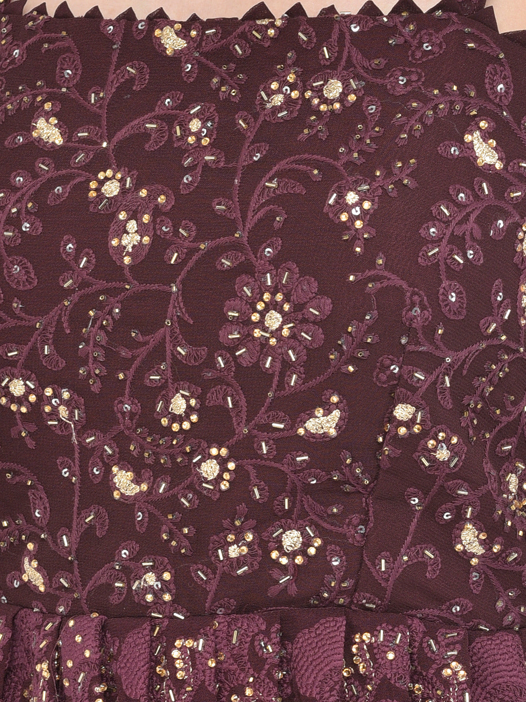 Neeru's'S Wine Color Georgette Fabric Suit-Peplum