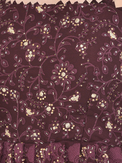 Neeru's'S Wine Color Georgette Fabric Suit-Peplum