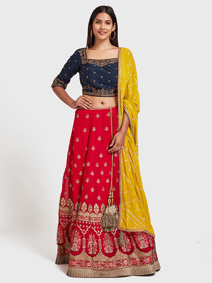 Neerus Multi georgette embellished lehenga set - detail view 3