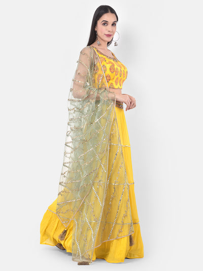 Neeru's Yellow Printed Lehenga Set