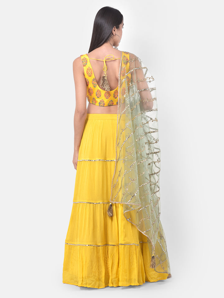 Neerus Yellow Printed Lehenga Set