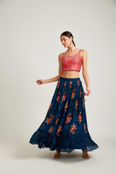 Neeru's Peacock Color Georgette Fabric Lehenga Choli