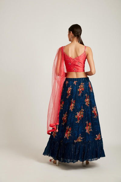 Neeru's Peacock Color Georgette Fabric Lehenga Choli