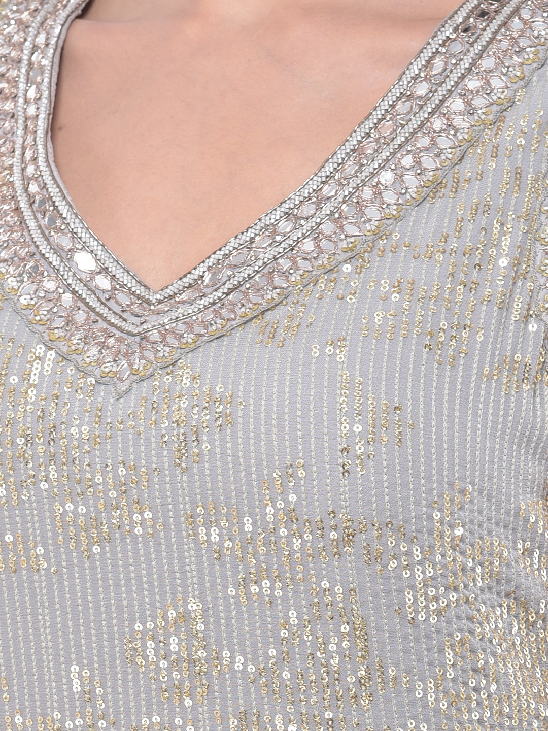 Neerus Multi embellished sharara set kurta dupatta - detail view 2
