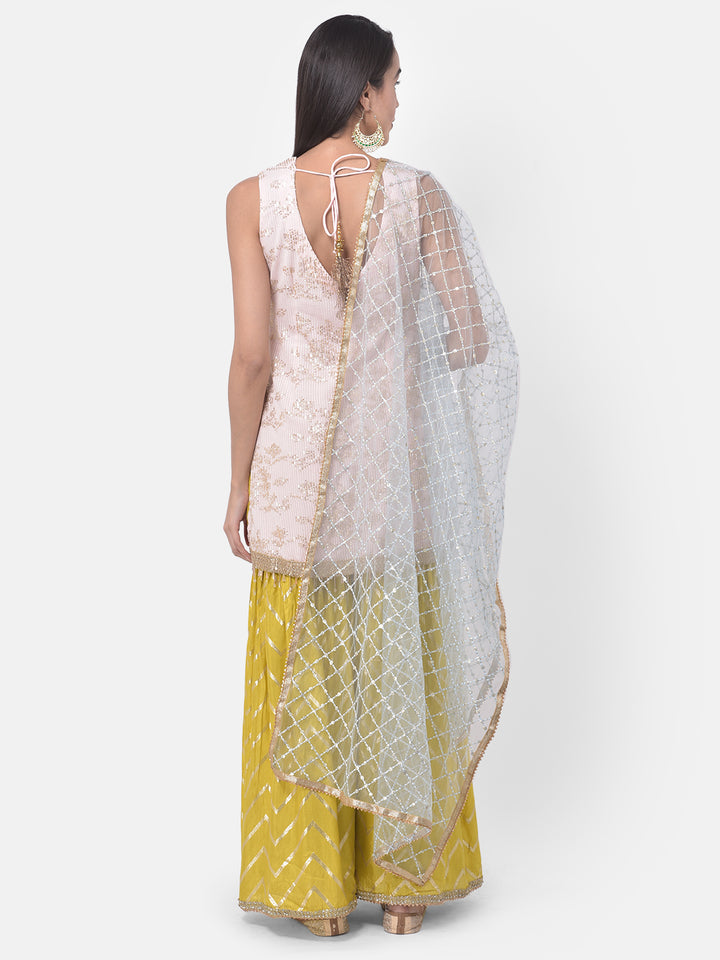 Neerus Multicolor Embellished Kurta With Sharara & Dupatta