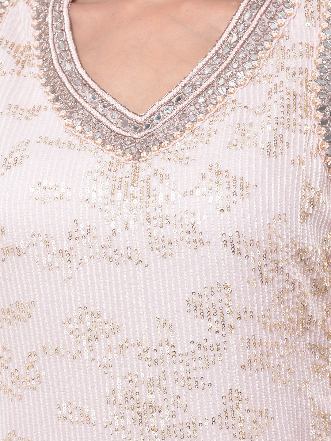 Neerus Multicolor Embellished Kurta With Sharara & Dupatta