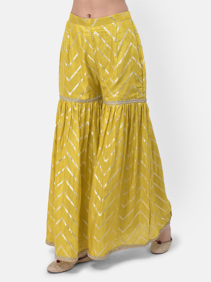 Neerus Multicolor Embellished Kurta With Sharara & Dupatta