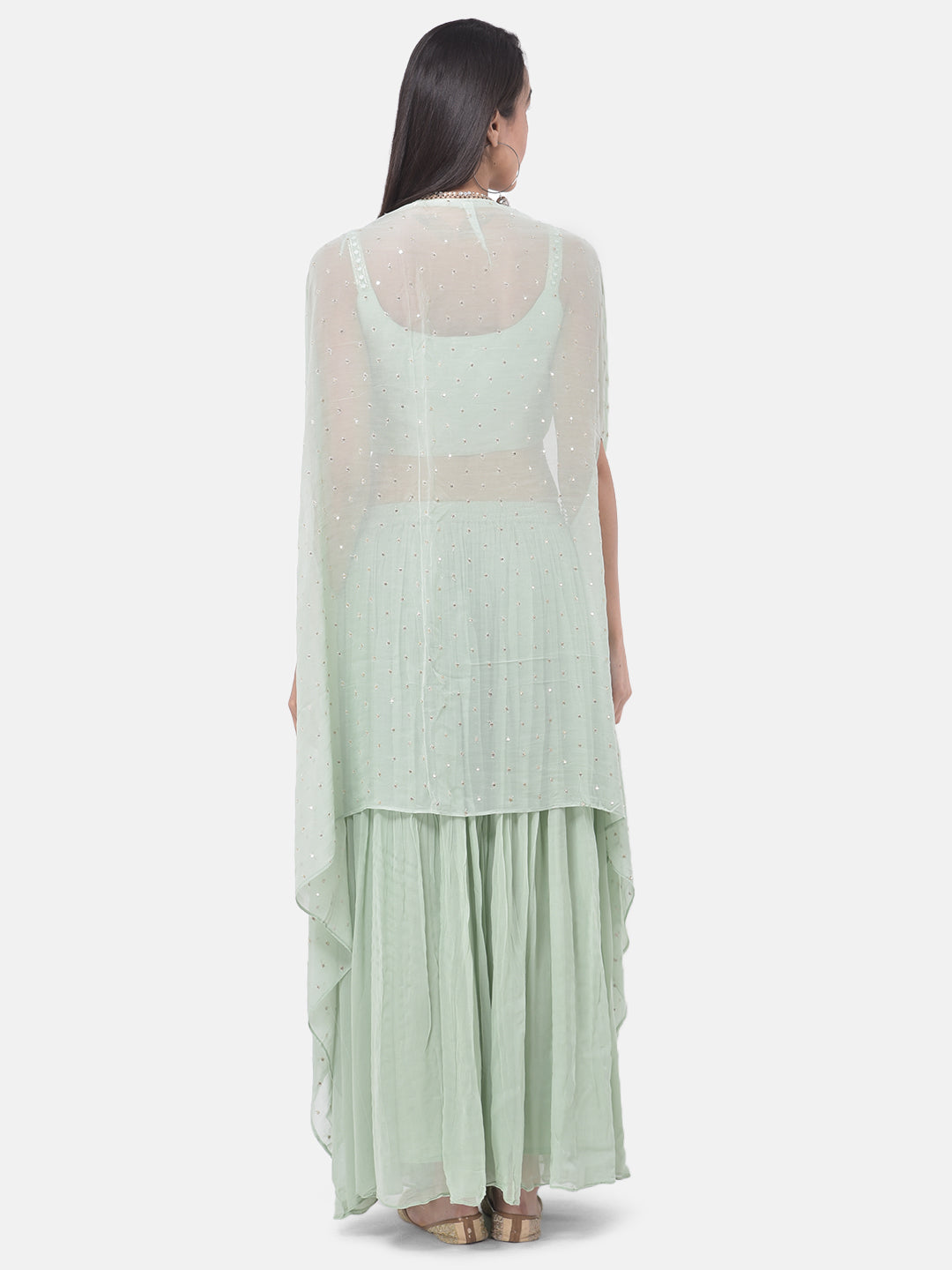 Neerus Pista Color Georgette Fabric Suit-Fusion