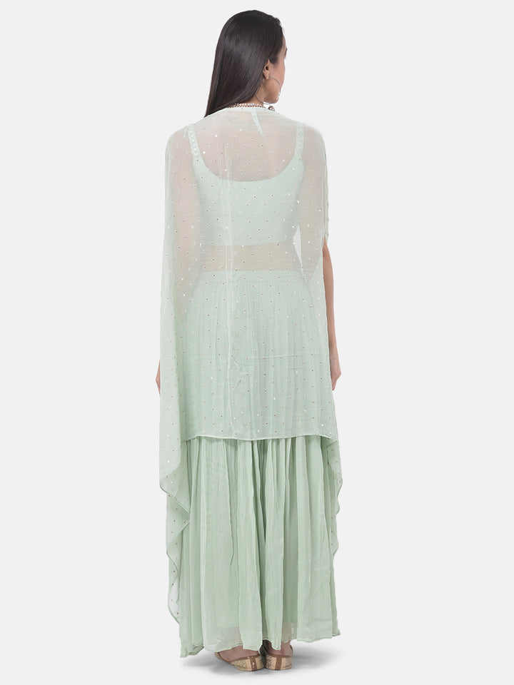 Neerus Pista Color Georgette Fabric Suit-Fusion