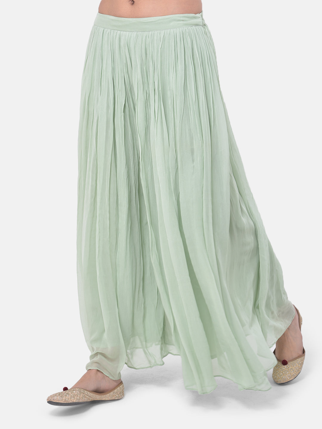 Neerus Pista Color Georgette Fabric Suit-Fusion