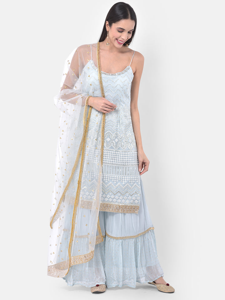 Neerus Grey Color Georgette Fabric Suit-Gharara