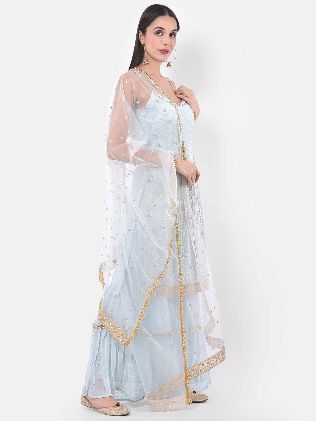 Neerus Grey Color Georgette Fabric Suit-Gharara
