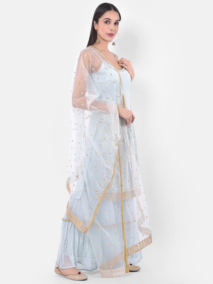 Neerus Grey Color Georgette Fabric Suit-Gharara