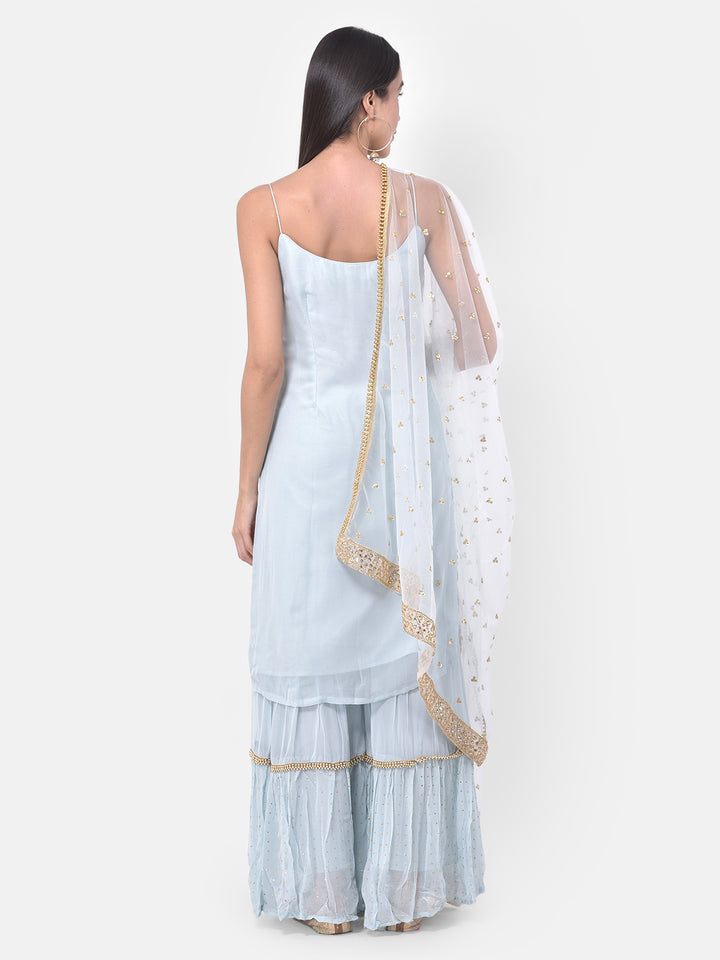 Neerus Grey Color Georgette Fabric Suit-Gharara