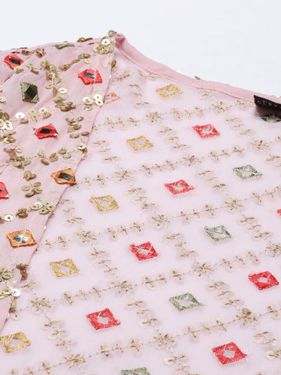 Neeru's Pink Color Georgette Fabric Suit-Fusion