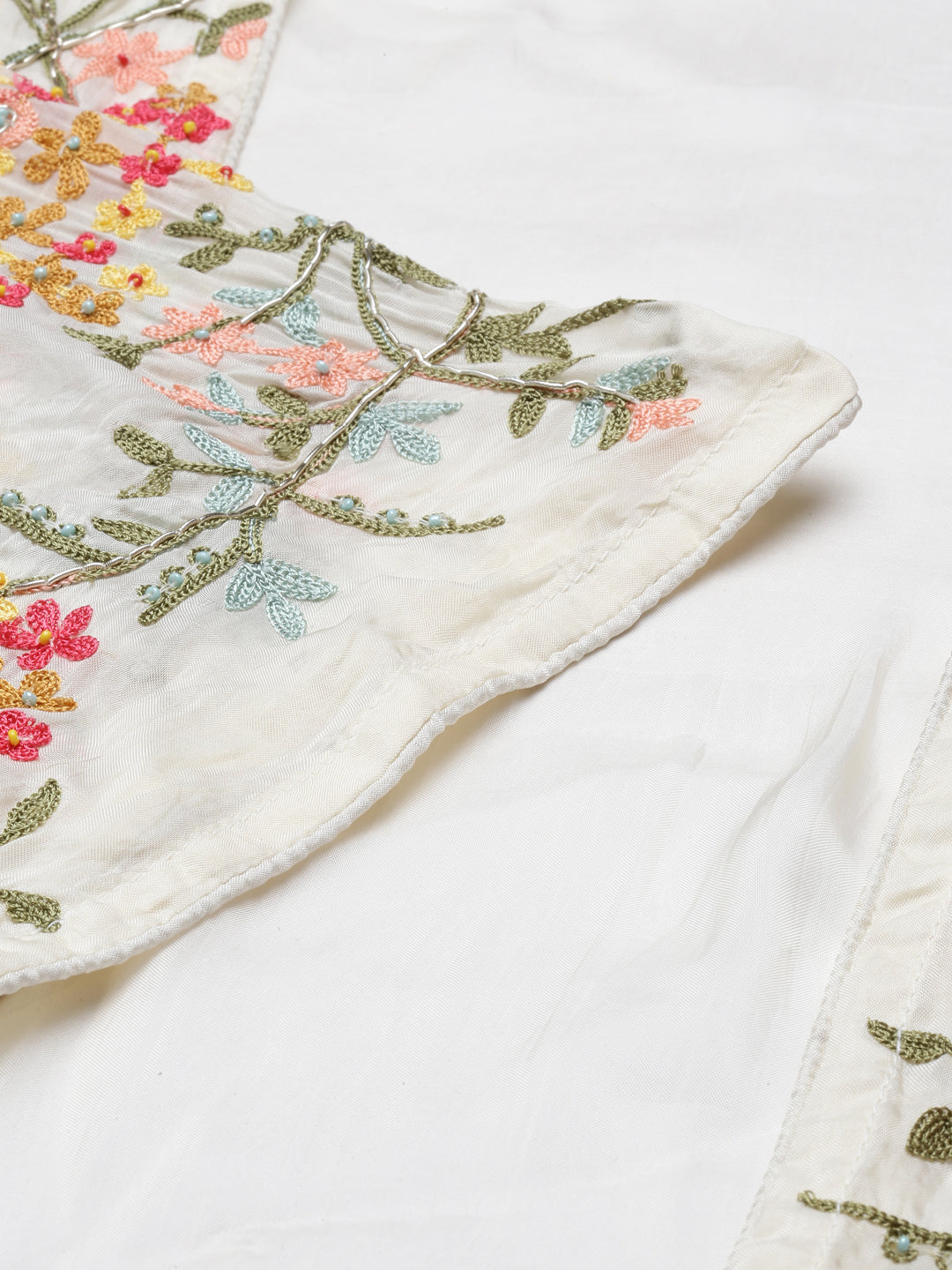 Neerus Beige crepe solid co-ord set - detail view 2