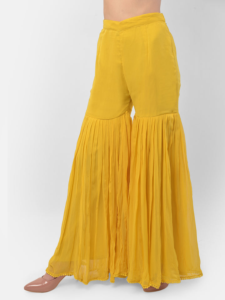 Neerus Yellow Color Georgette Fabric Suit-Gharara