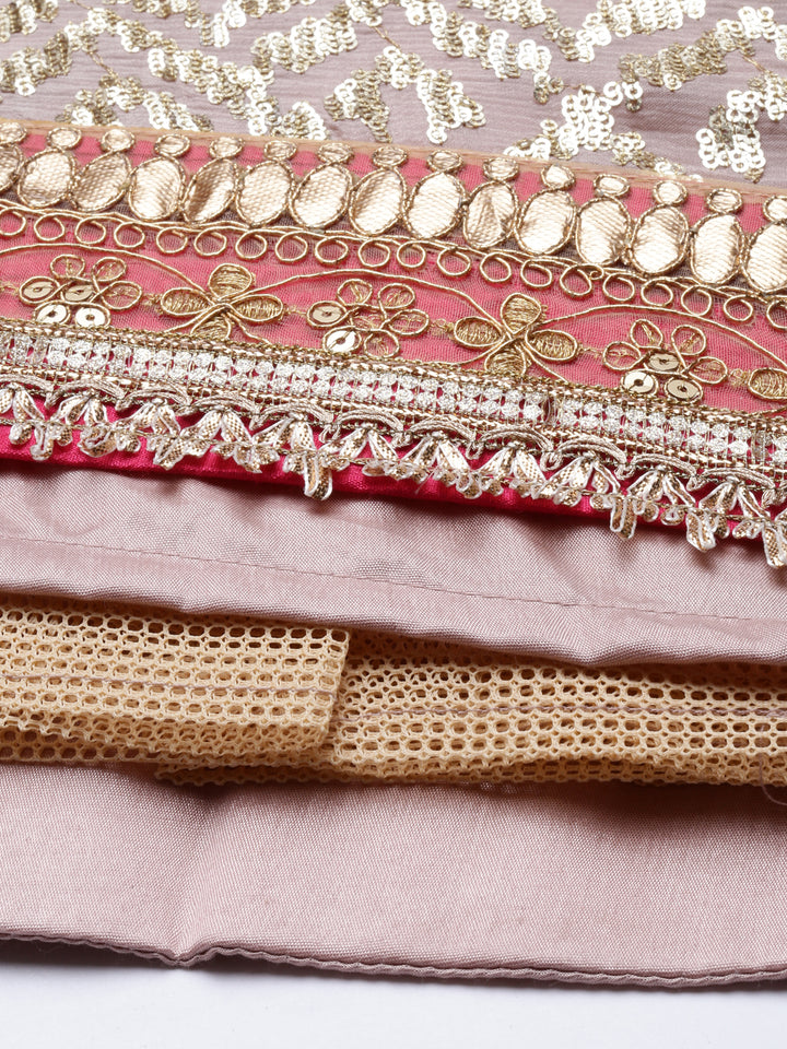 Neerus Pink silk embellished lehenga set - side view