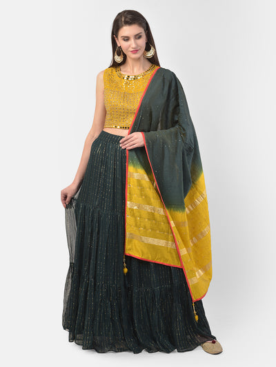 Neeru'S Bottle Green Color, Georgette Fabric Ghagra Set