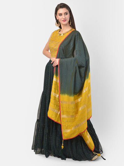 Neeru'S Bottle Green Color, Georgette Fabric Ghagra Set