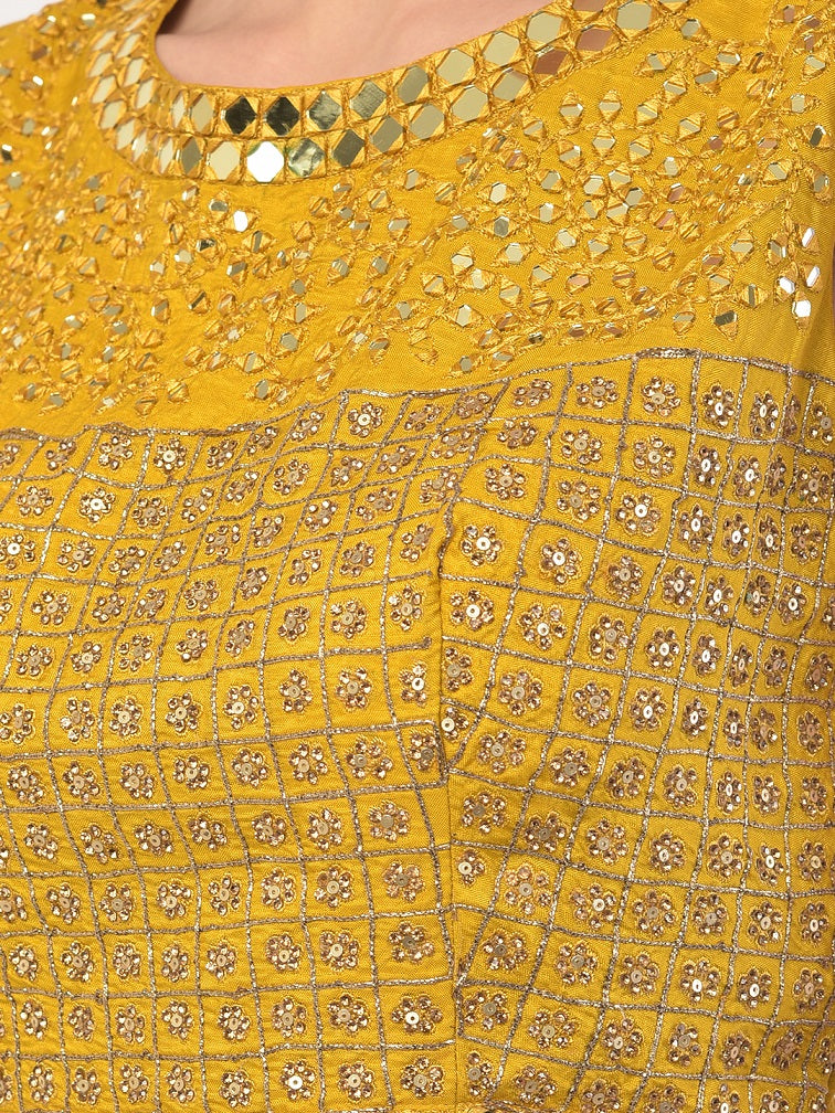 Neerus Green georgette embellished lehenga set - detail view 2