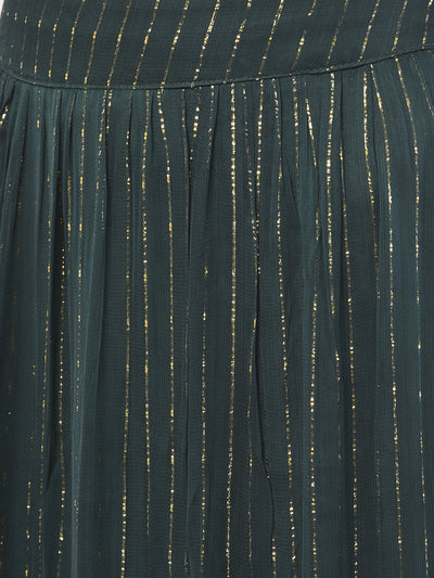 Neeru'S Bottle Green Color, Georgette Fabric Ghagra Set