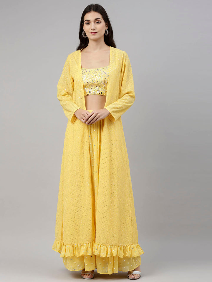 Neerus Yellow Color Georgette Fabric Suit-Fusion