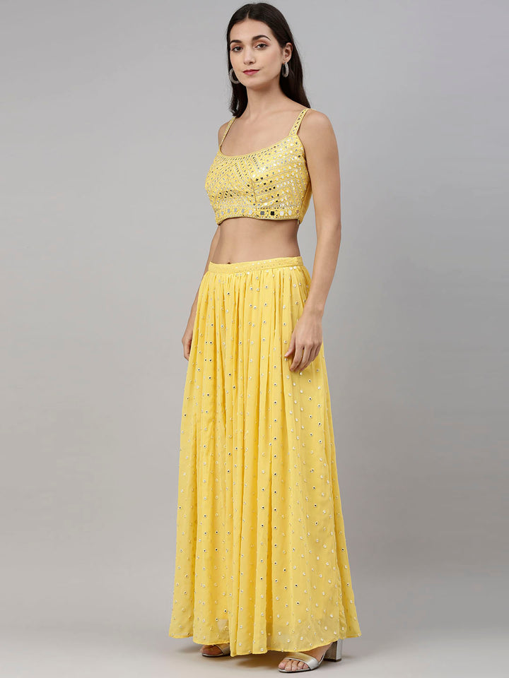 Neerus Yellow Color Georgette Fabric Suit-Fusion