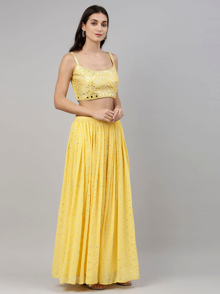 Neerus Yellow Color Georgette Fabric Suit-Fusion