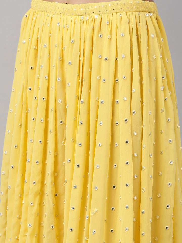 Neerus Yellow Color Georgette Fabric Suit-Fusion