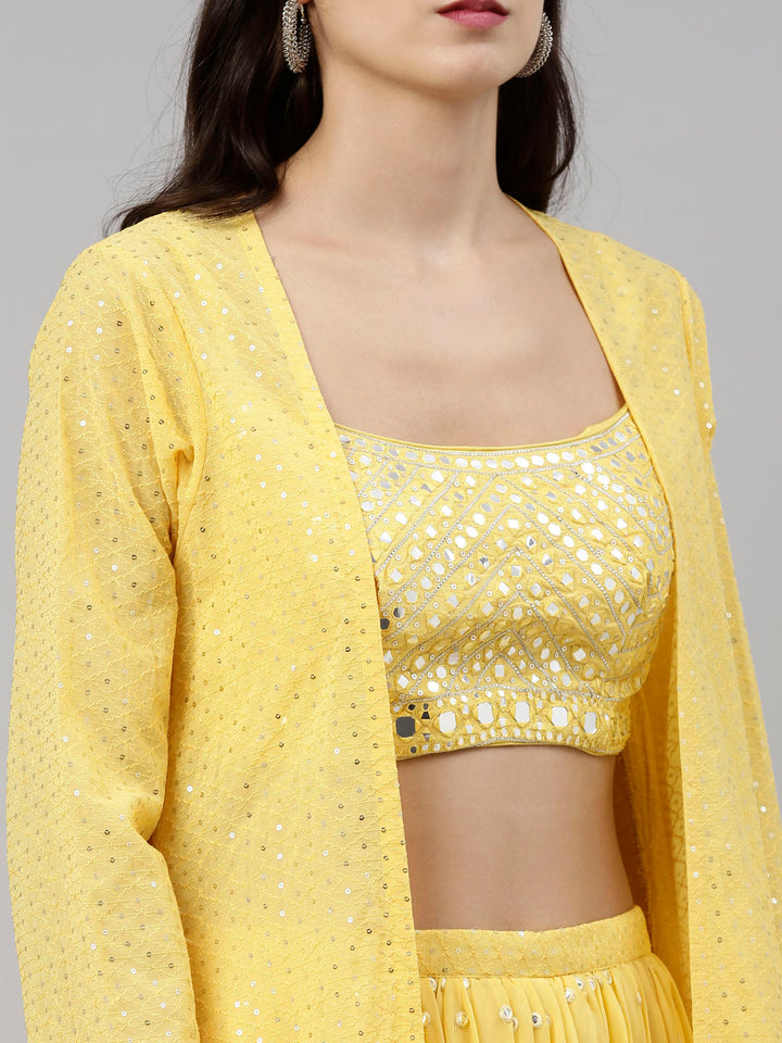 Neerus Yellow Color Georgette Fabric Suit-Fusion