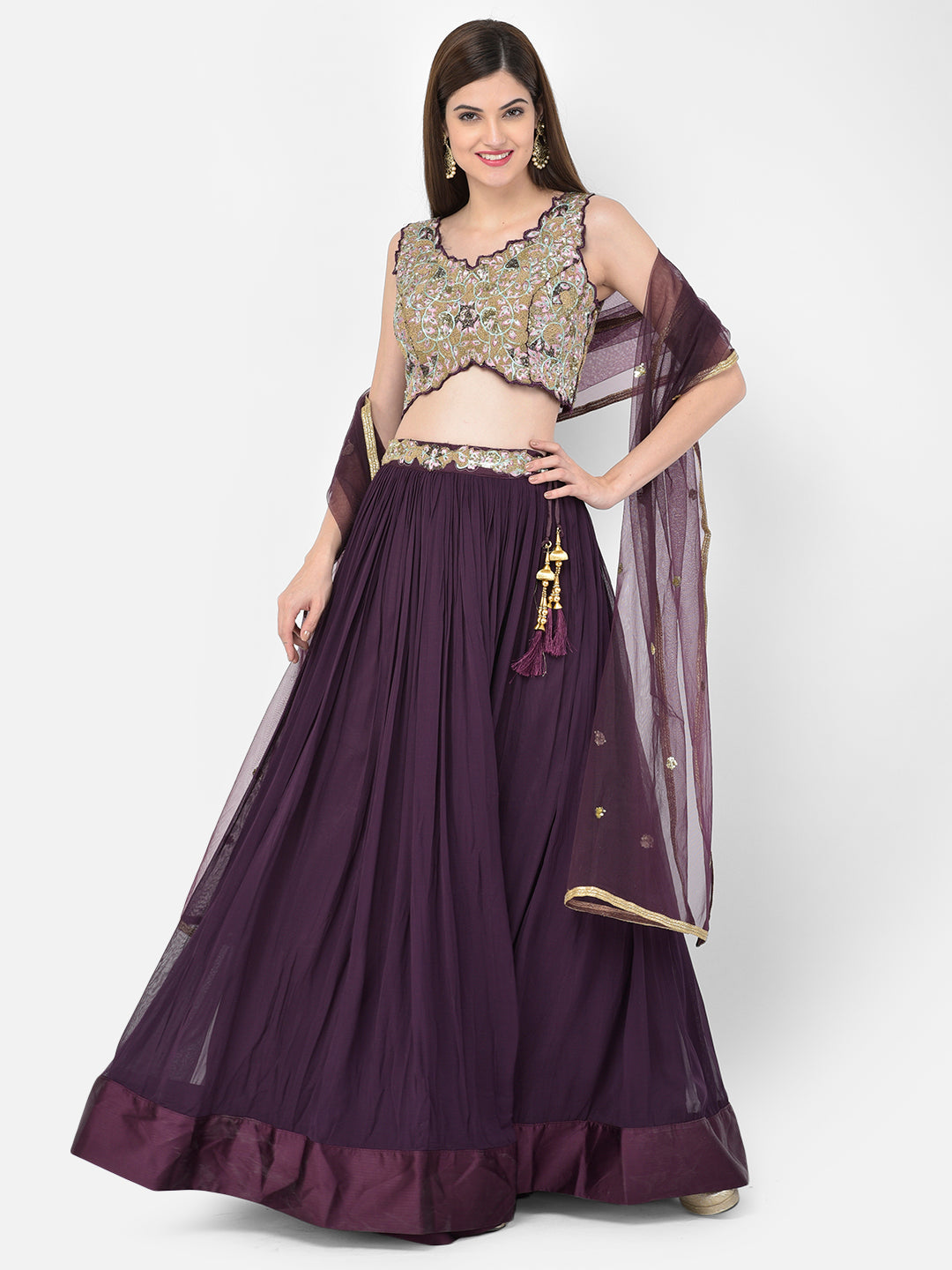 Neeru'S wine color, georgette fabric salwar kameez