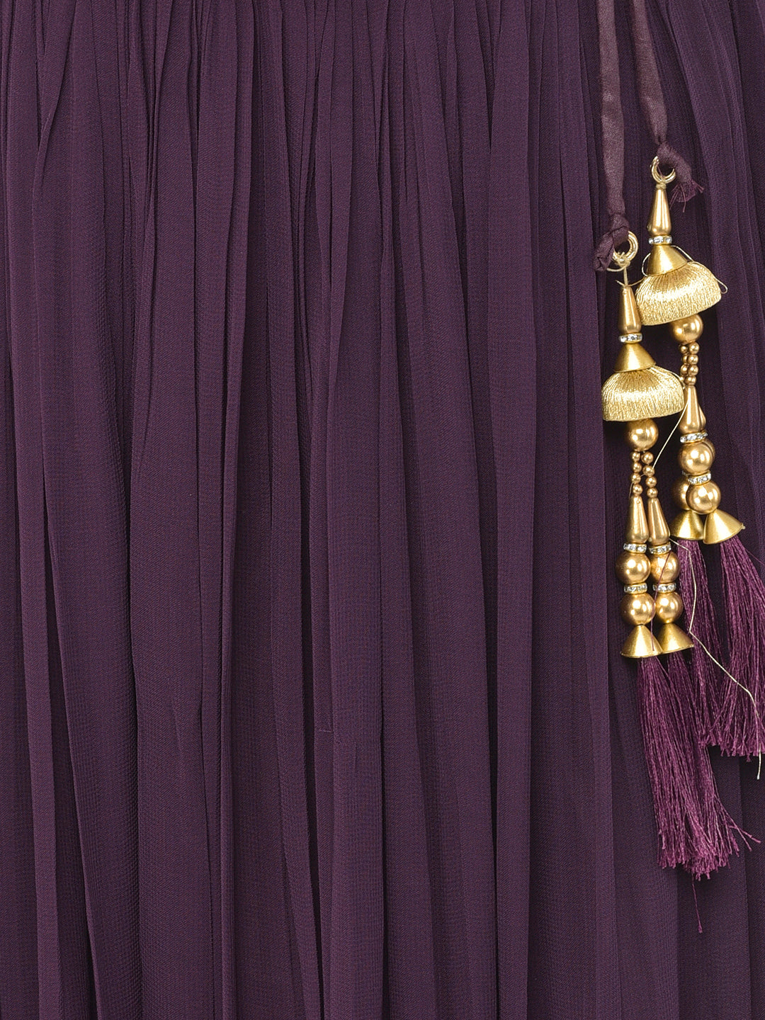 Neerus Maroon georgette embellished lehenga set - detail view 5