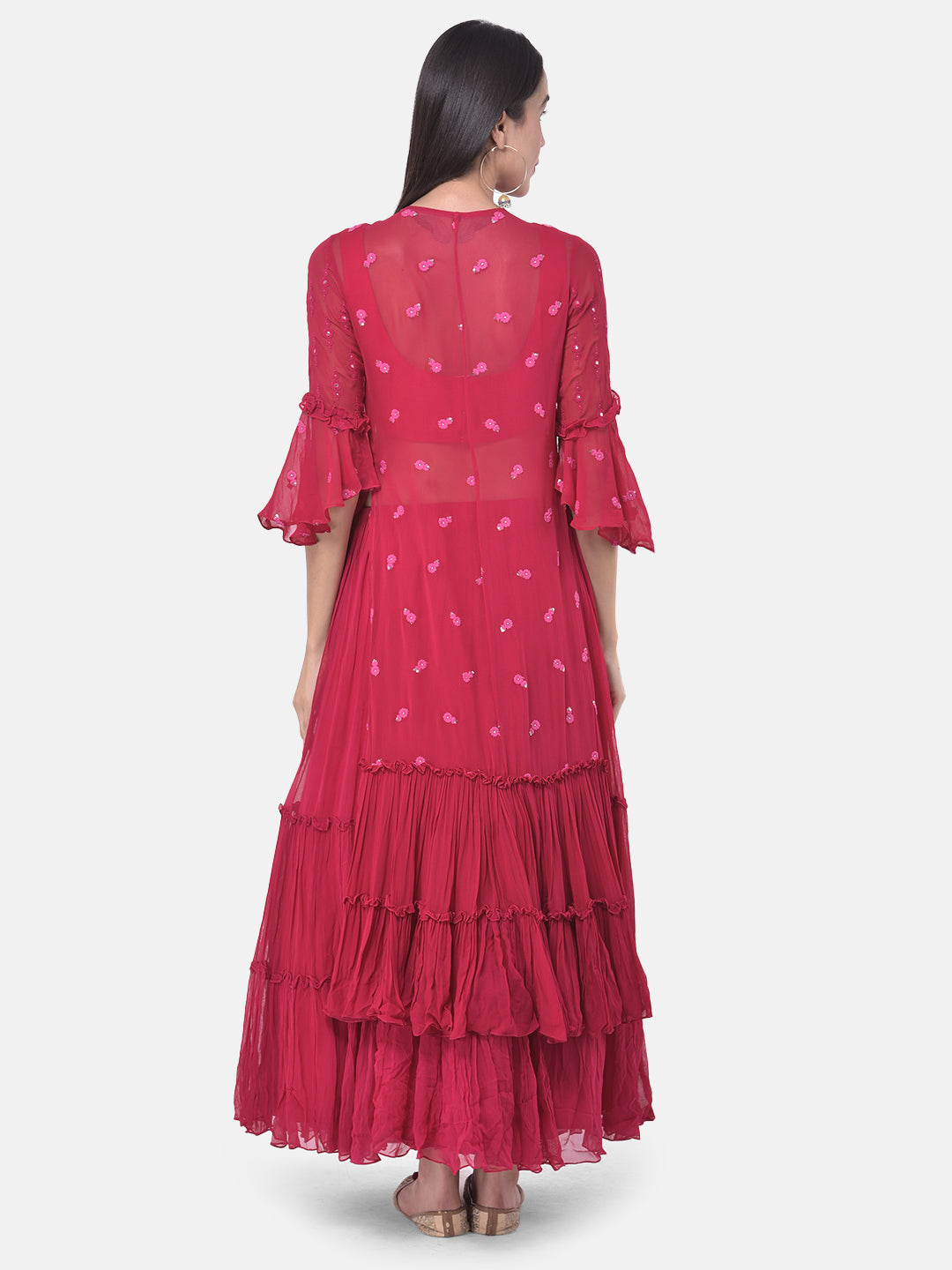 Neeru's Magenta Colour Georgette Fabric Suit-Fusion