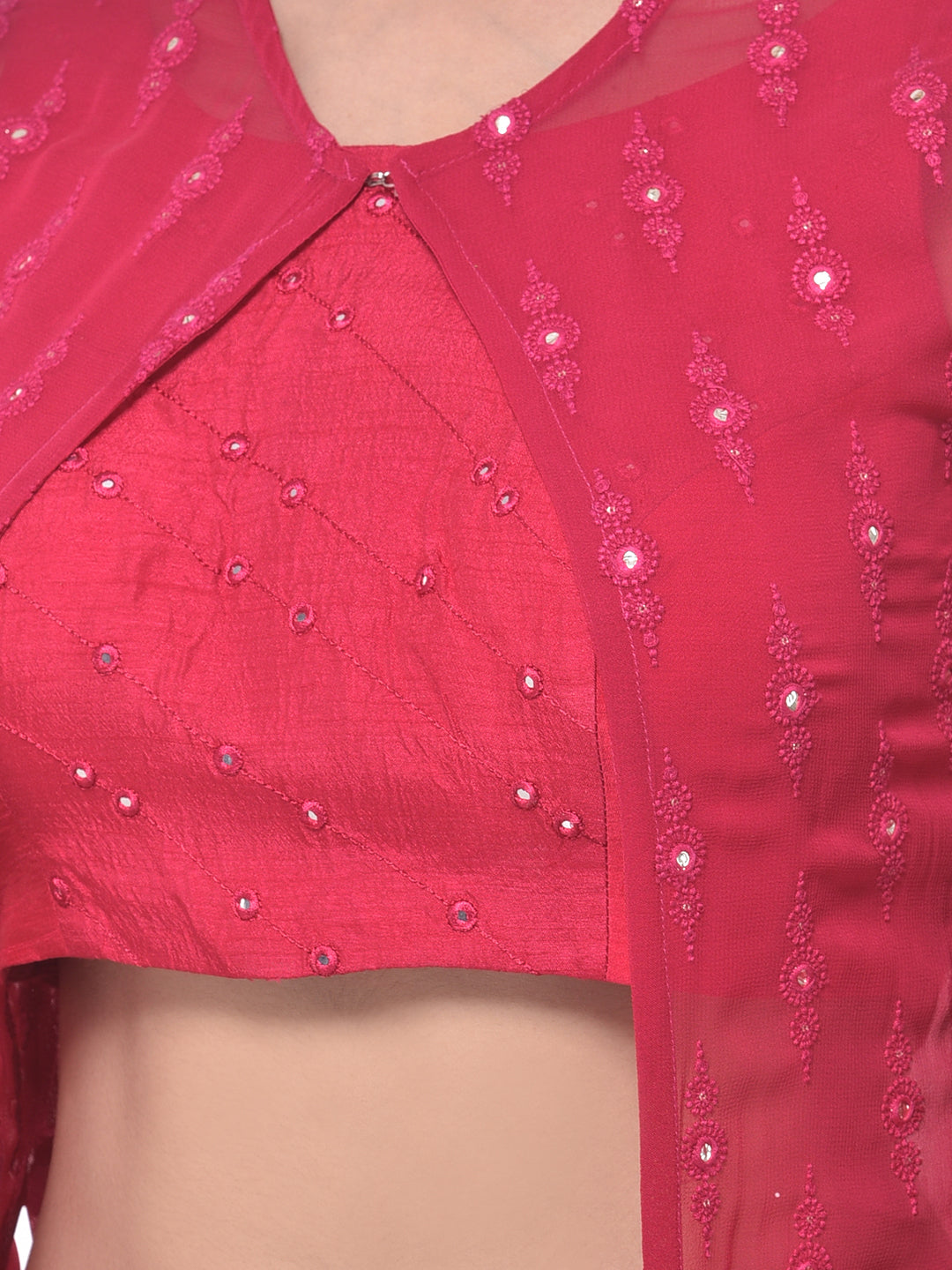 Neeru's Magenta Colour Georgette Fabric Suit-Fusion