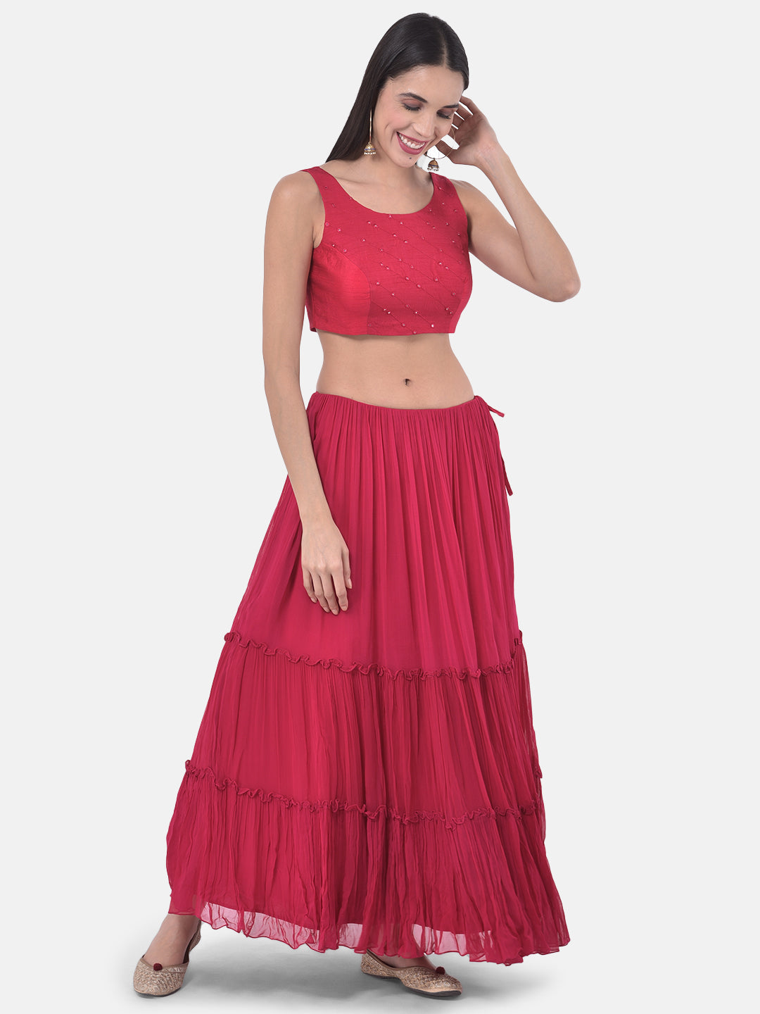 Neerus Magenta Colour Georgette Fabric Suit-Fusion