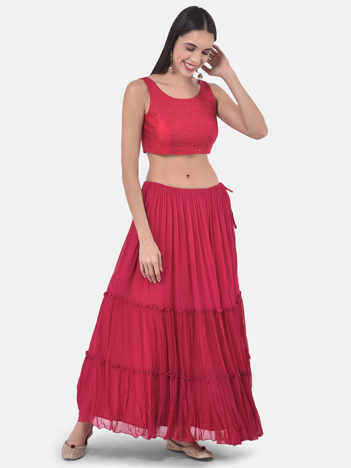 Neerus Magenta Colour Georgette Fabric Suit-Fusion