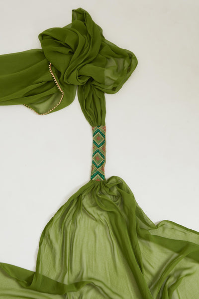 Neeru's Mehadi Green Color Georgette Fabric Salwar Kameez
