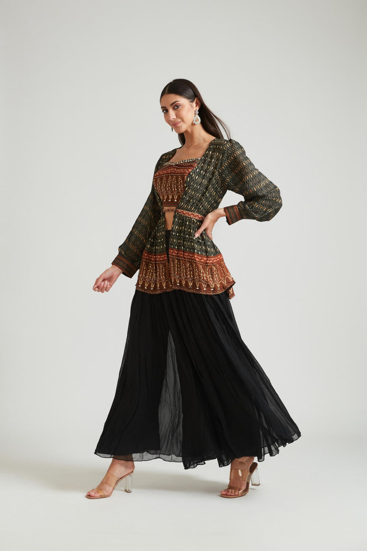 Neerus Black Color Silk Fabric Salwar Kameez
