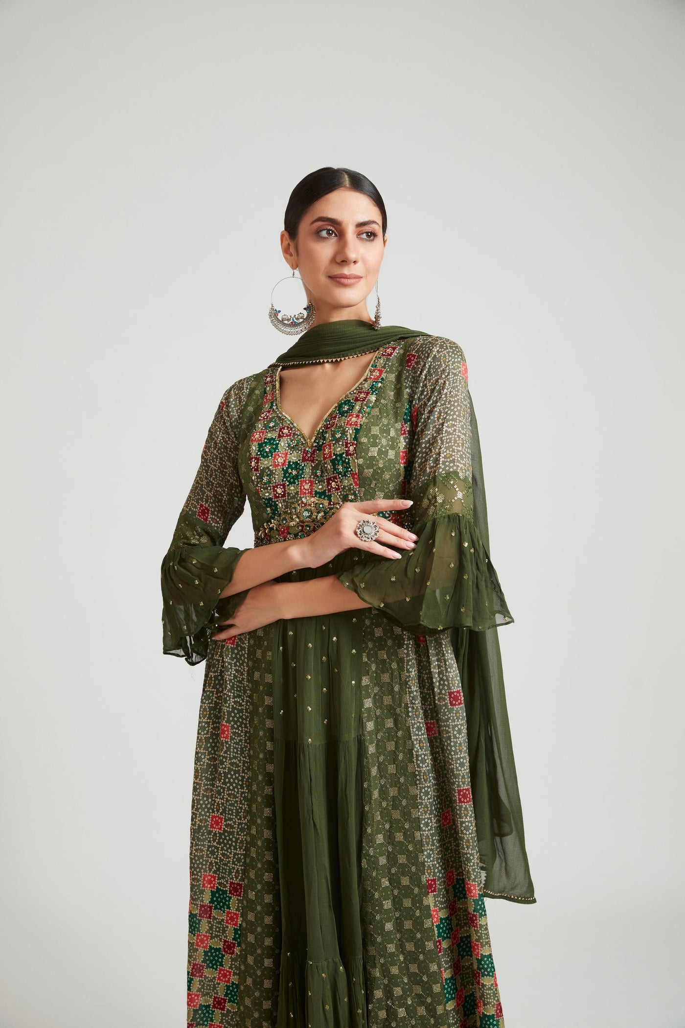 Neeru's B Green Color Georgette Fabric Salwar Kameez