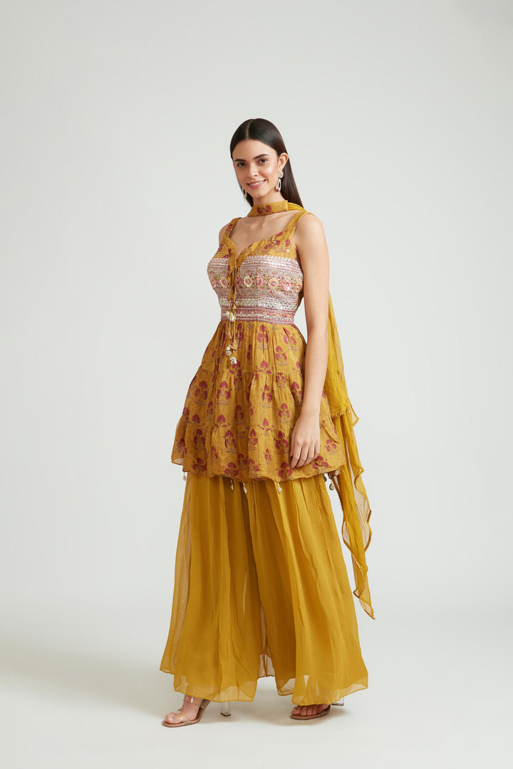 Neerus M Green Color Georgette Fabric Anarkali Suit Set