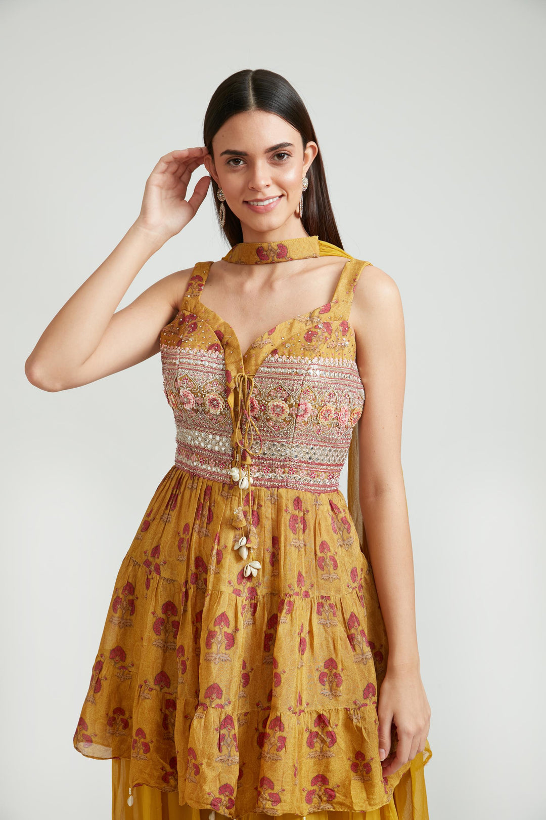 Neerus M Green Color Georgette Fabric Anarkali Suit Set