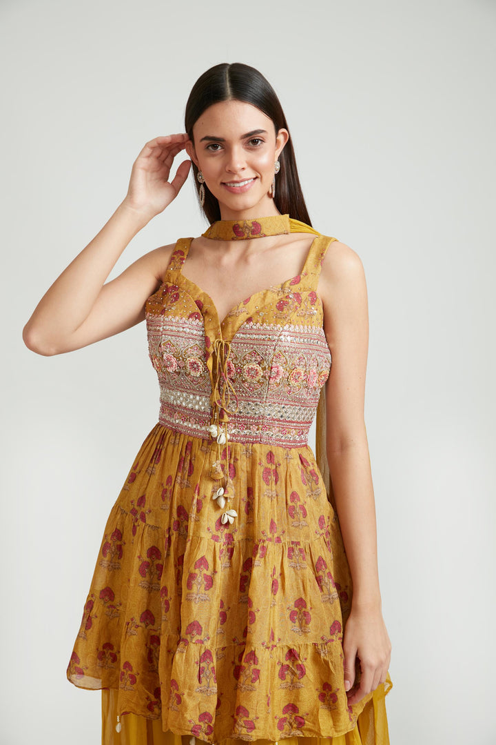 Neerus M Green Color Georgette Fabric Anarkali Suit Set