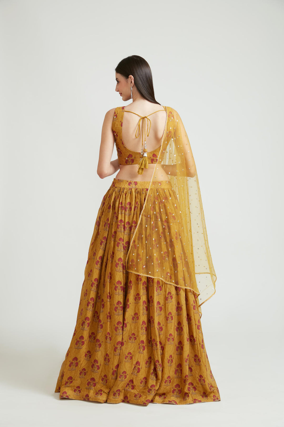 Neerus Green Color Georgette Fabric Lehenga Choli Set