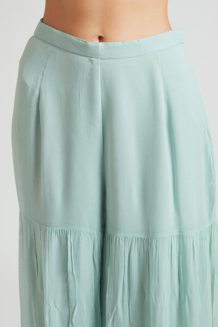 Neerus Green Georgette Kurta Set by Neerus - detail view 2