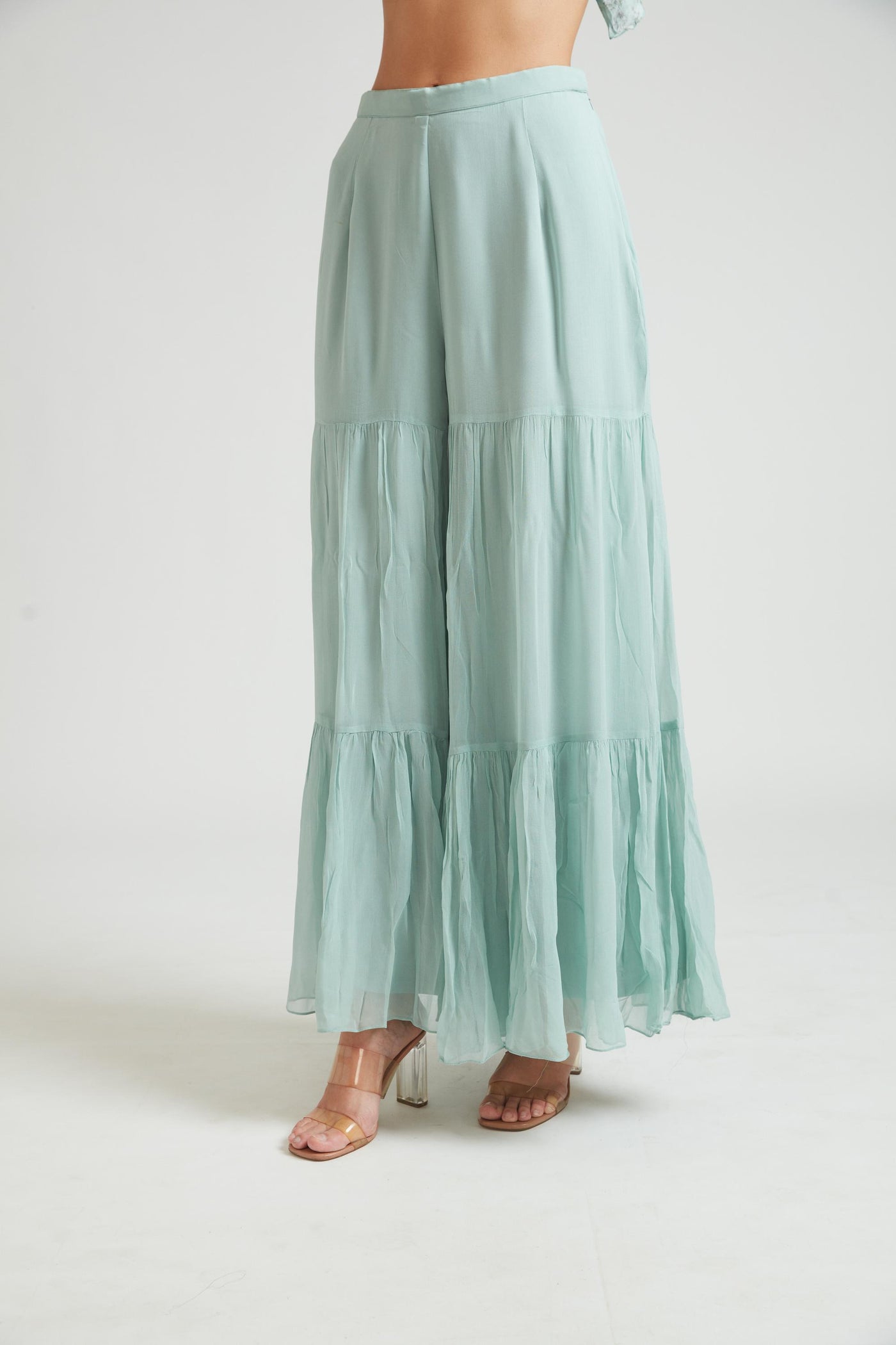 Neeru's Sea Green Color Georgette Fabric Salwar Kameez