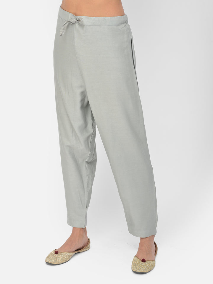 Neerus Grey Color Chanderi Fabric Salwar Kameez