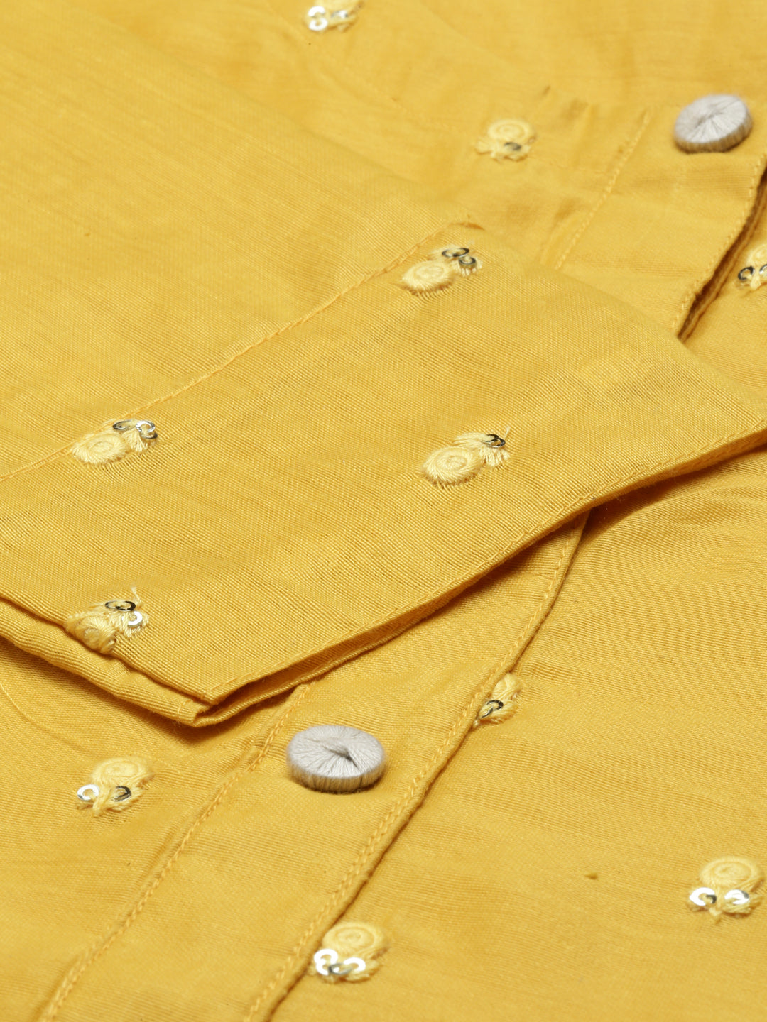 Neerus Mustard Color Chanderi Fabric Kurta Set